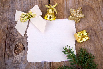 Christmas Greeting Card with yellow decorations