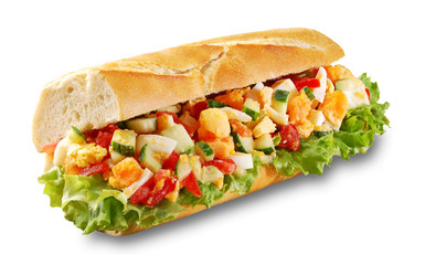 Egg salad sandwich French bread isolated