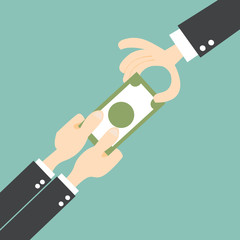 Tug of War with money. businessmen struggles to keep his money