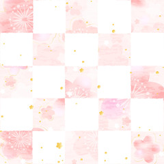 さくら市松模様和紙風