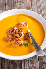 pumpkin soup and scallop