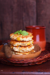pancakes with chicken and corn