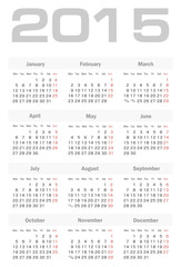 Simple european 2015 year vector calendar