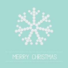 Big snowflake from little buttons. Pink ribbon. Christmas Flat 