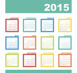 Calendar 2015 year with rectangles