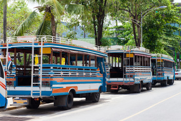 Local buses in Phuket Thailand