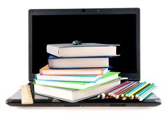 computer, books and pencils