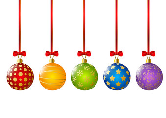 Obraz premium Xmas color balls on white