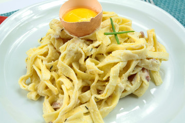 tagliatelles à la carbonara