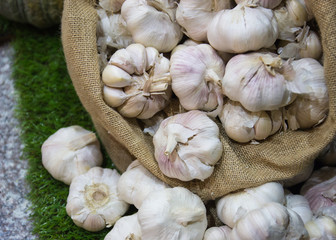 garlic in a sack bag