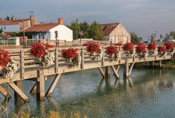 Pont de bois à Noirmoutier, Vendée, France