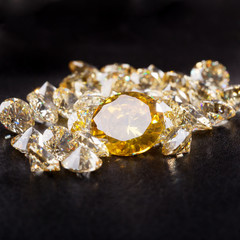 Natural Citrine stones on black bacground