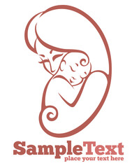 vector emblem of mother and her baby