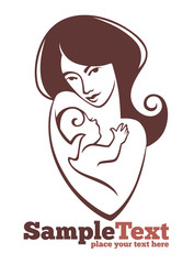 vector emblem of mother and her baby
