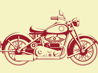 Obrazy na Szkle  Sylwetka starego motocykla - widok profilu