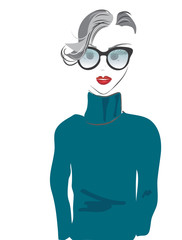 Modern looking young woman with fashion Hipster glasses