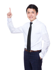 Businessman with finger point up