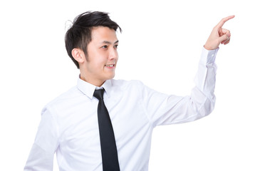 Businessman touch on imaginary panel