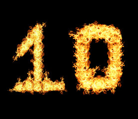 Ten numbers Abstract flame