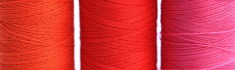 Close-up view of spools of thread