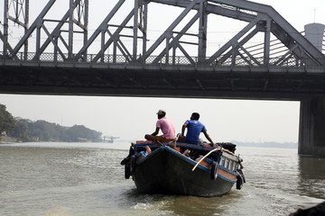 Bridge across the river, Vivekananda Setu in Kolkata