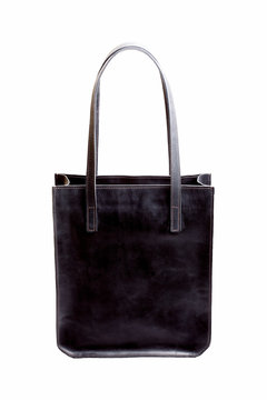 Black woman's large leather bag