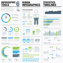 Infographic elements blue and green vector illustration objects
