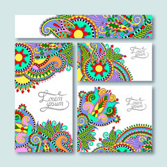 Obraz premium collection of ornamental floral business cards, oriental pattern