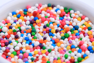 Extreme close-up of sugar sprinkles