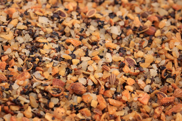 Extreme close-up of steak spices