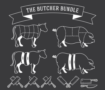 The butcher bundle white on black