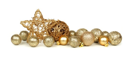 Golden Christmas border of stars and ornaments