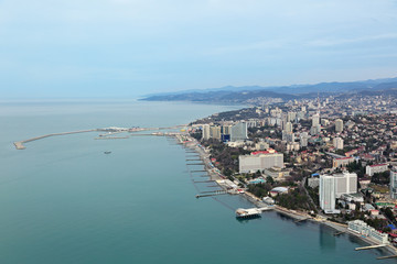 Sochi sea trade port, top view