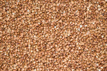 delicious food background of brown buckwheat