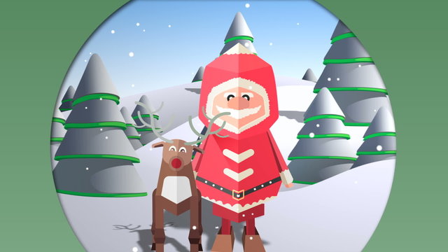 Cute christmas characters with greeting