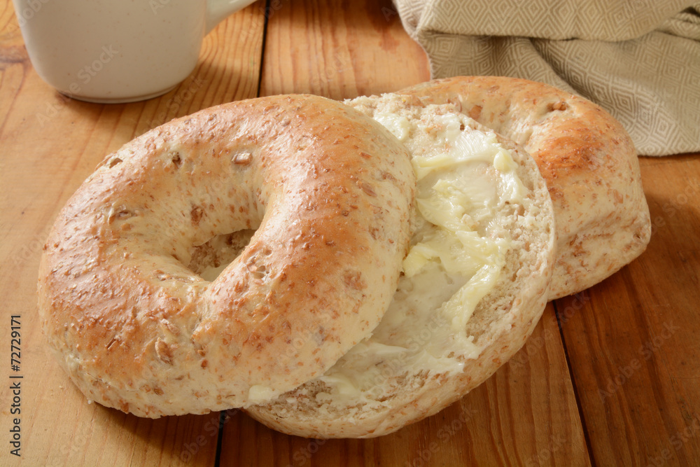 Canvas Prints Buttered bagel