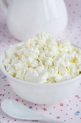 Fresh homemade cottage cheese