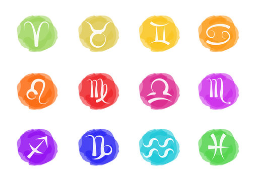 zodiac signs in watercolors