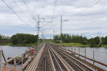 Fototapeta na wymiar Railway bridge in Vyborg.