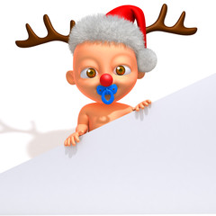Baby Jake with Christmas Reindeer Antlers with white panel