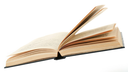 Opened book isolated on white