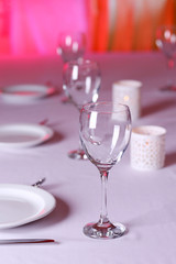 Table setting in restaurant