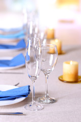 Table setting in restaurant