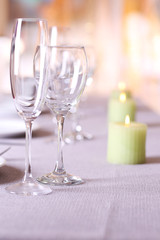 Table setting in restaurant