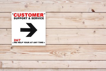 CUSTOMER SUPPORT AND SERVICE 24/7 HELP AT ANY TIME Sign