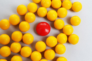 Individuality concept. Pills close-up