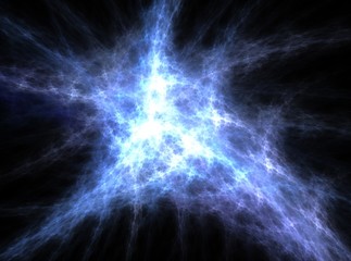 Blue bright nebula fractal effect light background