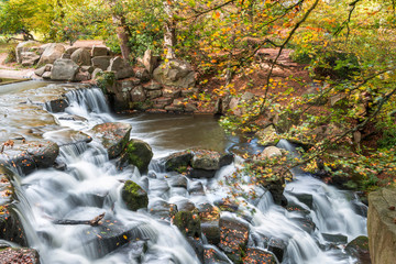 A Cascade in atumn Park - slow shutter speed effect