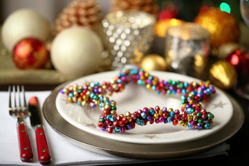 Serving Christmas table close-up