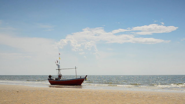 Local fishing boat at coast The Gulf of Thailand. HD